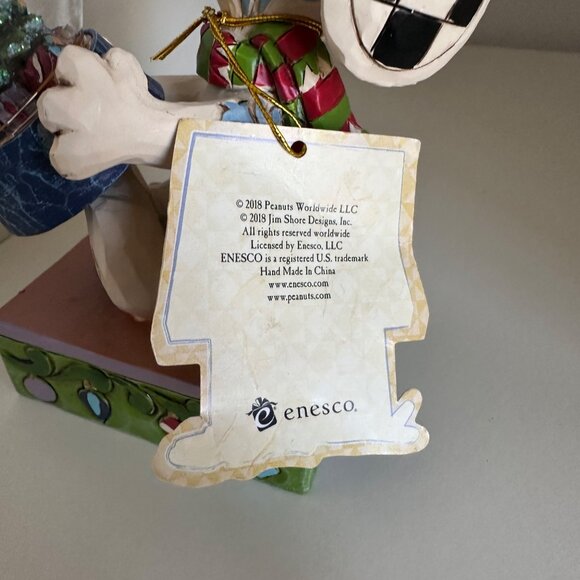 Jim Shore Snoopy Holding Snow Globe Christmas Peanuts - Picture 2 of 10